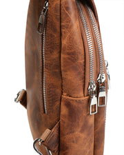 WEST CROSSPACK SERİSİ - DERİ ÇAPRAZ OMUZ ÇANTASI - KAHVE