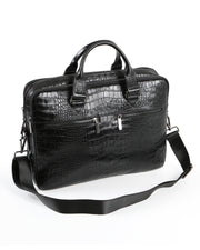 EVEREST SERİSİ - DERİ LAPTOP VE EVRAK ÇANTASI - SNAKE DESENLİ- SİYAH