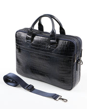 EVEREST SERİSİ - DERİ LAPTOP VE EVRAK ÇANTASI - SNAKE DESENLİ-LACİVERT