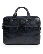 EVEREST SERİSİ - DERİ LAPTOP VE EVRAK ÇANTASI - SNAKE DESENLİ-LACİVERT