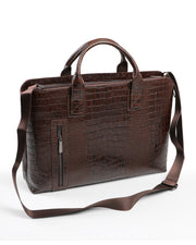 MİSTİRAL SERİSİ - DERİ LAPTOP VE EVRAK ÇANTASI - SNAKE DESENLİ - KAHVE