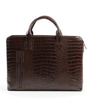 MİSTİRAL SERİSİ - DERİ LAPTOP VE EVRAK ÇANTASI - SNAKE DESENLİ - KAHVE