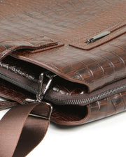 MİSTİRAL SERİSİ - DERİ LAPTOP VE EVRAK ÇANTASI - SNAKE DESENLİ - KAHVE