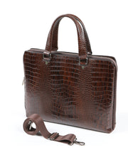 ORİON SERİSİ - DERİ LAPTOP VE EVRAK ÇANTASI - SNAKE DESENLİ - ACI KAHVE