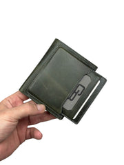 DİKEY KANGURU SERİSİ DERİ CÜZDAN - YEŞİL CRAZY