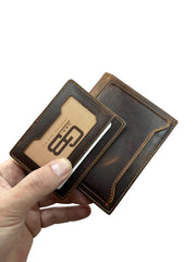 DİKEY KANGURU SERİSİ DERİ CÜZDAN - KOYU KAHVE